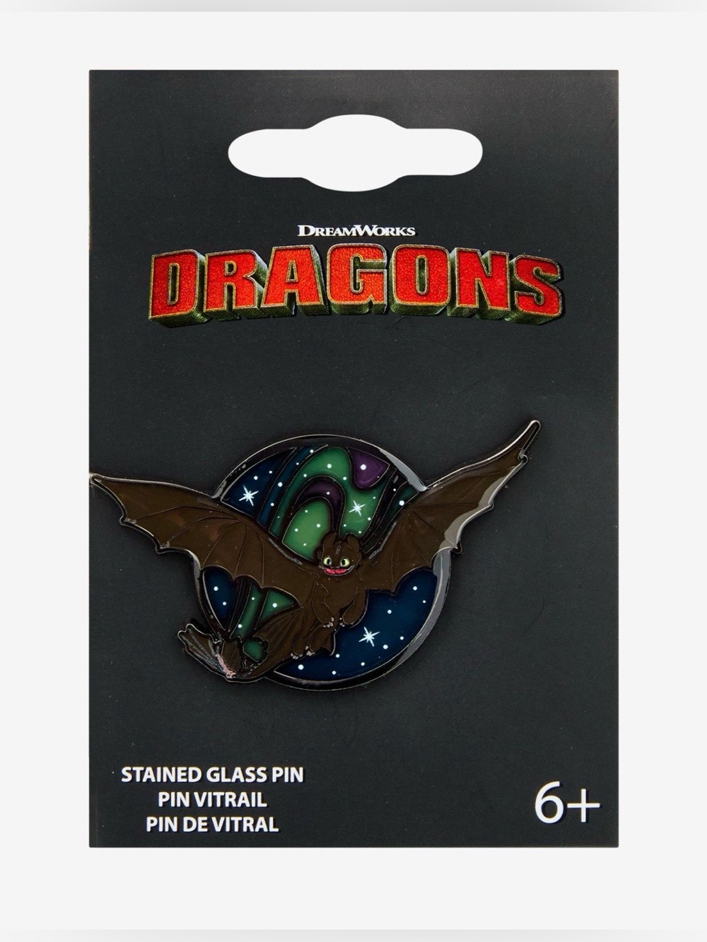 NWT Loungefly Dreamworks How to train your dragon Toothless stainglass pin